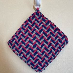 Handmade 8x8 potholders/trivets with wooden ring